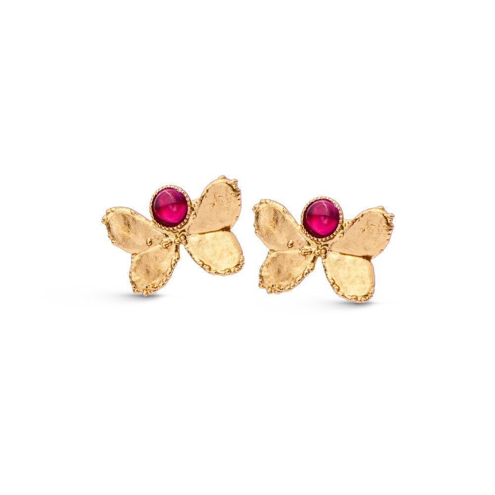 Pnoe Trefoil Earrings mini studs, 24K Gold vermeil on sterling silver  