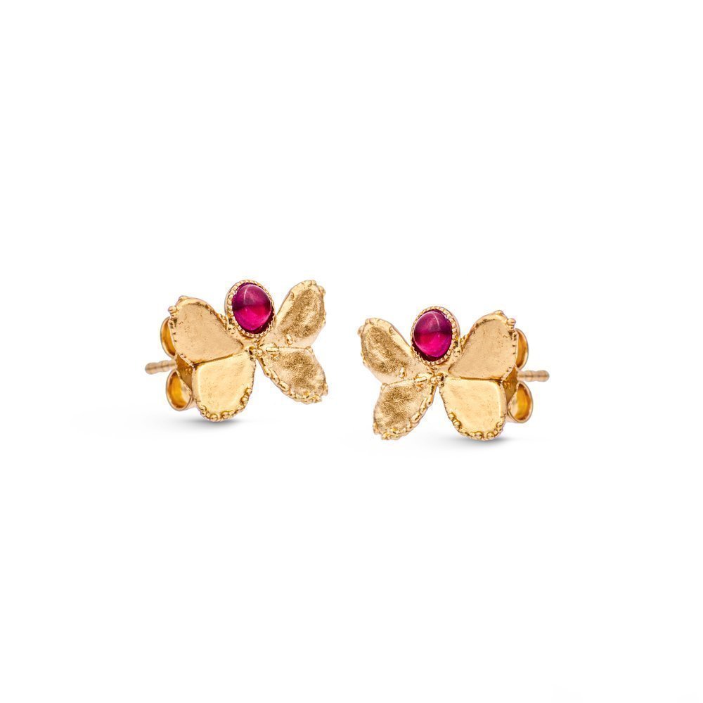 Pnoe Trefoil Earrings mini studs, 24K Gold vermeil on sterling silver  