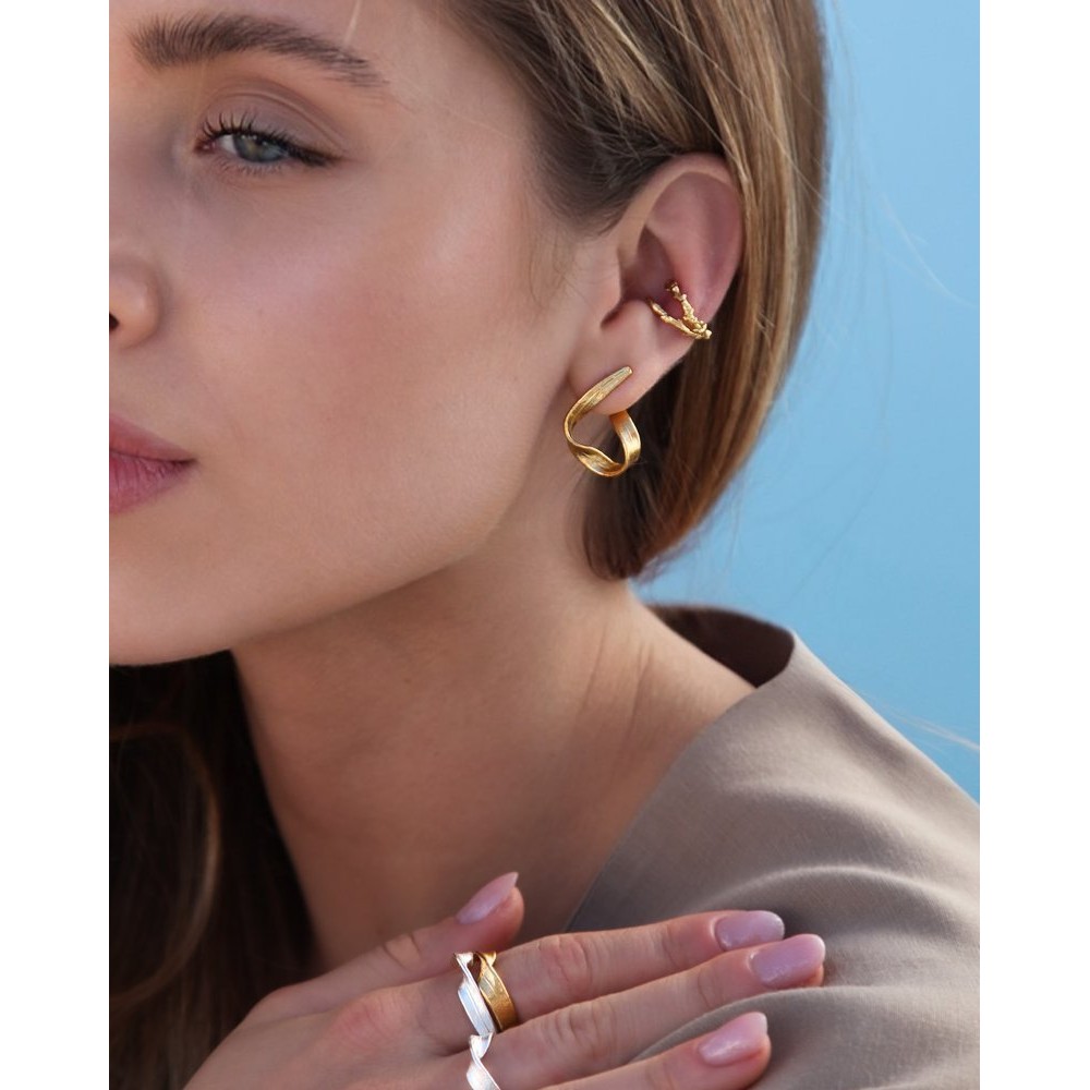 Sikinos Earrings geometric, earcuff, 24K Gold vermeil on sterling silver  