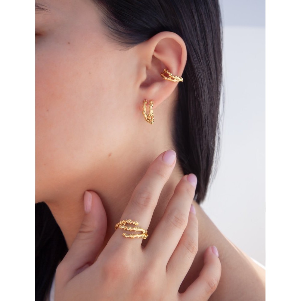 Sikinos Earrings geometric, earcuff, 24K Gold vermeil on sterling silver  