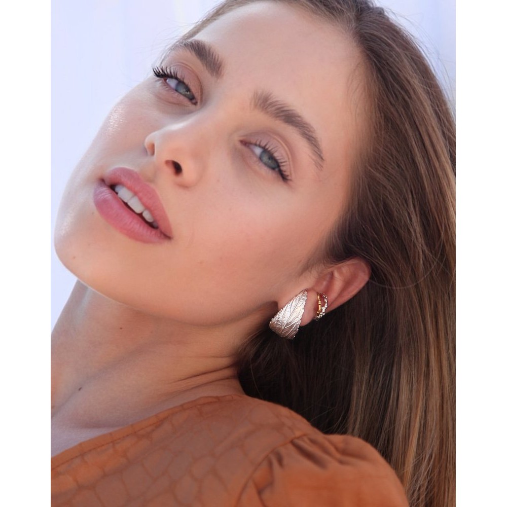 Sikinos Earrings geometric, earcuff, 24K Gold and sterling silver  