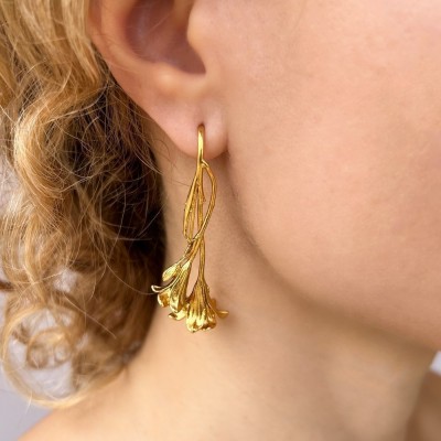 Eli Earrings statement, drops & dangles,  24K Gold vermeil on sterling silver   Eli Earrings statement, drops & dangles,  24K Gold vermeil on sterling silver