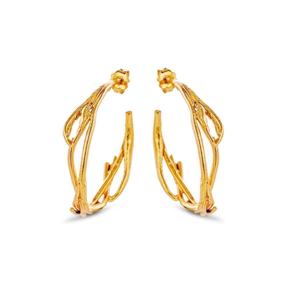 Eli Earrings geometric, hoops medium, 24K Gold vermeil on sterling silver  