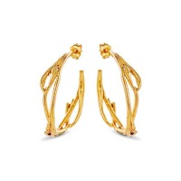Eli Earrings geometric, hoops medium, 24K Gold vermeil on sterling silver  