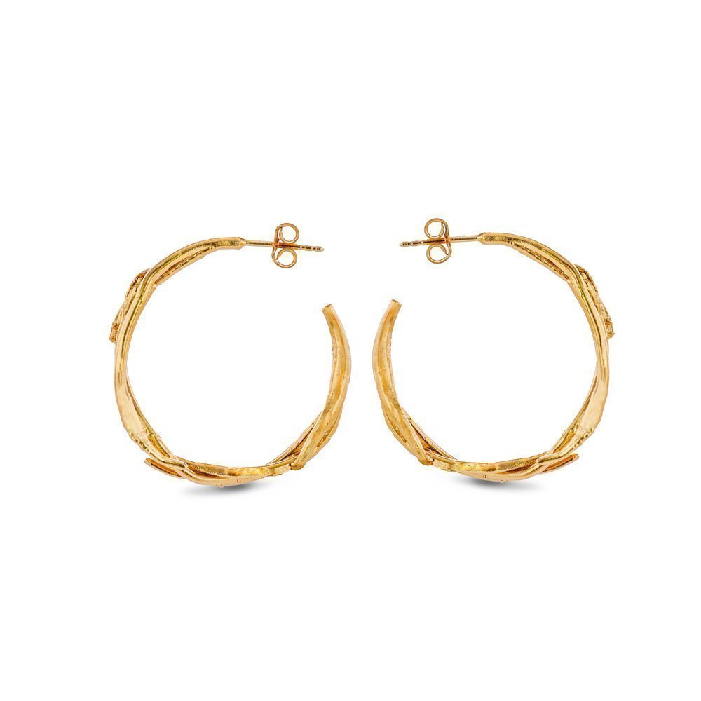 Eli Earrings geometric, hoops medium, 24K Gold vermeil on sterling silver  
