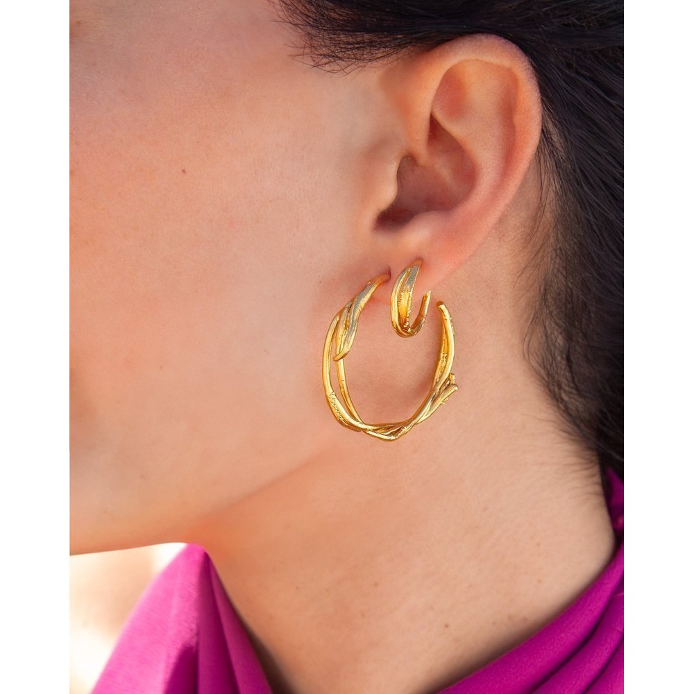 Eli Earrings geometric, hoops medium, 24K Gold vermeil on sterling silver  