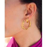 Eli Earrings geometric, hoops medium, 24K Gold vermeil on sterling silver  