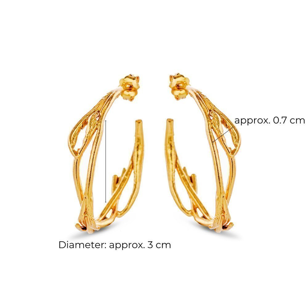 Eli Earrings geometric, hoops medium, 24K Gold vermeil on sterling silver  