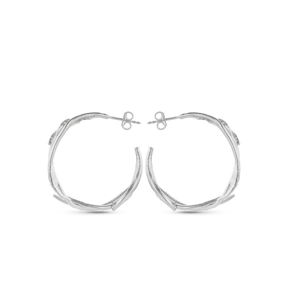 Eli Earrings geometric, hoops medium, Sterling silver  