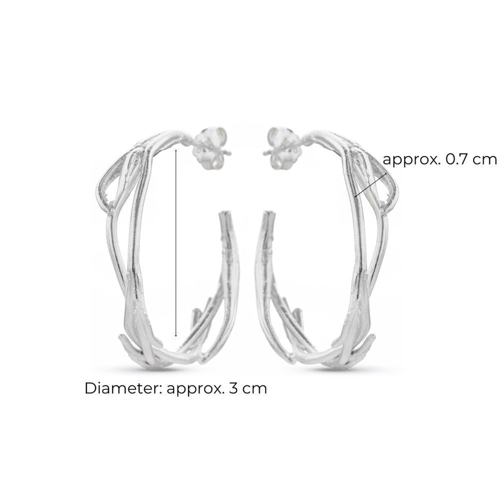Eli Earrings geometric, hoops medium, Sterling silver  