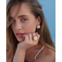 Bella Poppy Earrings statement, statement studs, 24K Gold vermeil on sterling silver  