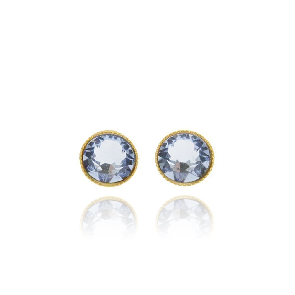 Crystal stud Earrings  studs, 24K Gold vermeil on sterling silver  