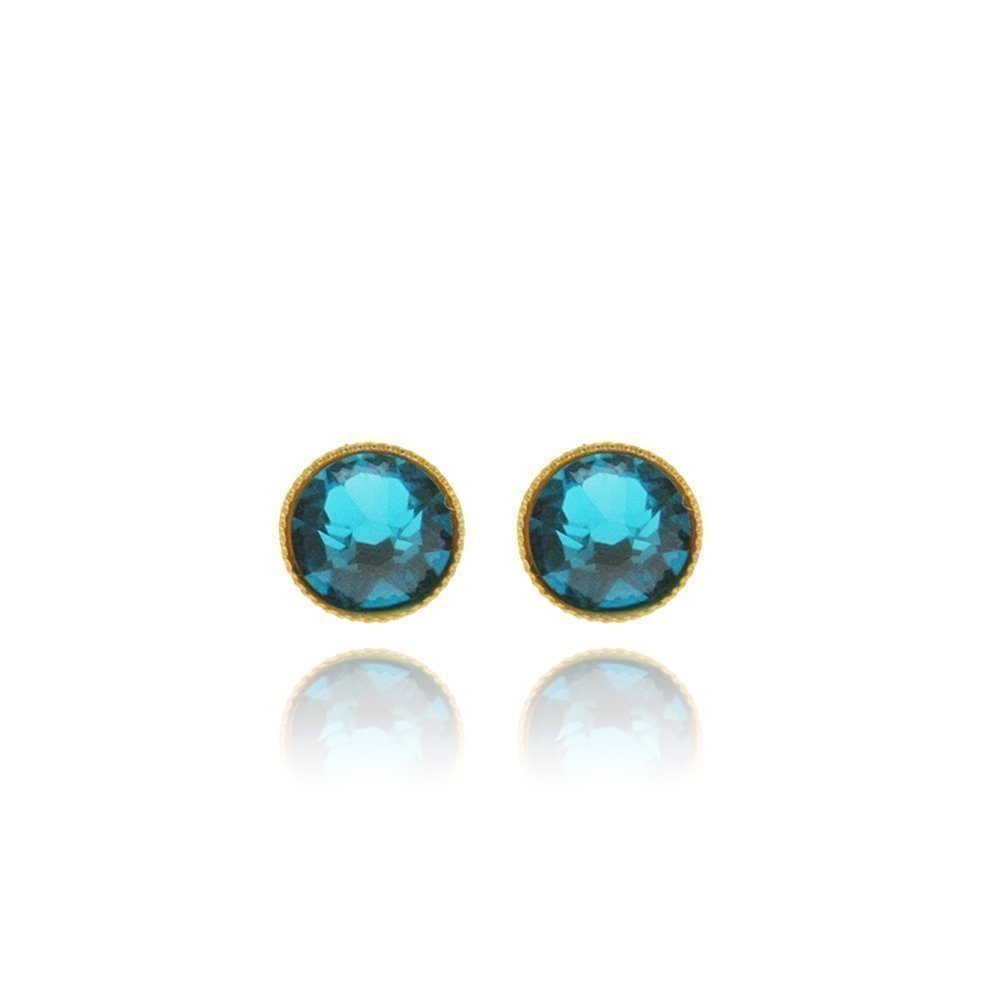 Crystal stud Earrings  studs, 24K Gold vermeil on sterling silver  