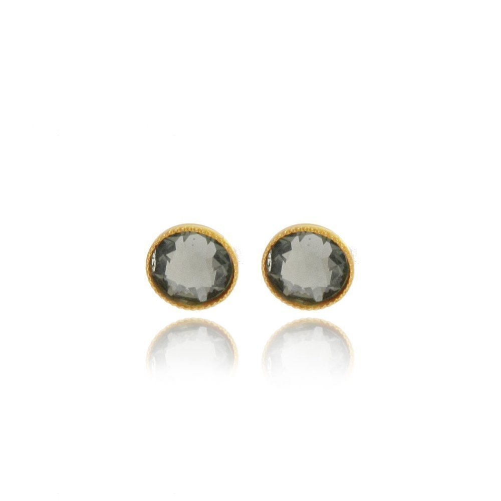 Crystal stud Earrings  studs, 24K Gold vermeil on sterling silver  