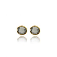 Crystal stud Earrings  studs, 24K Gold vermeil on sterling silver  