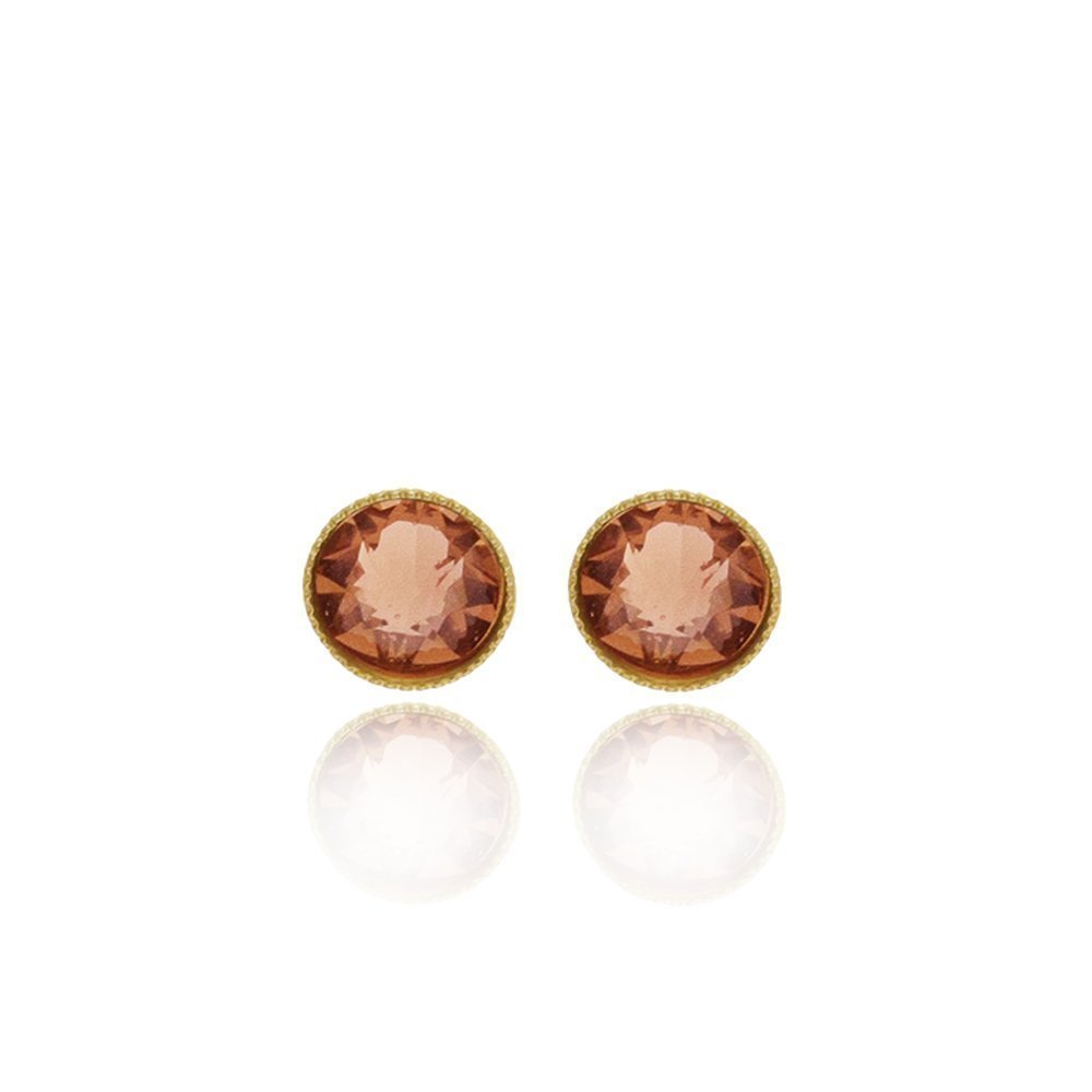 Crystal stud Earrings  studs, 24K Gold vermeil on sterling silver  