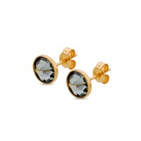 Crystal stud Earrings  studs, 24K Gold vermeil on sterling silver  