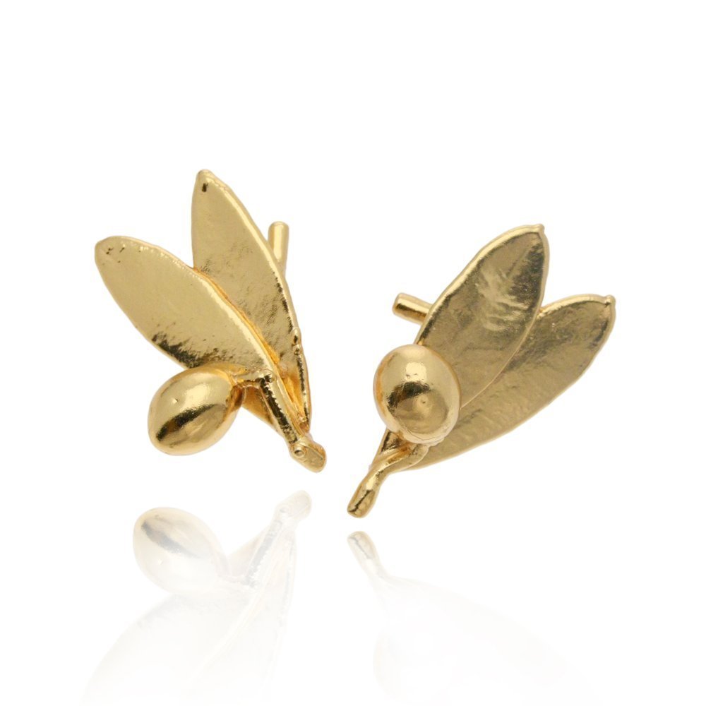 Athena Olive Cuff links  leaves with fruit,  24K Gold plated  