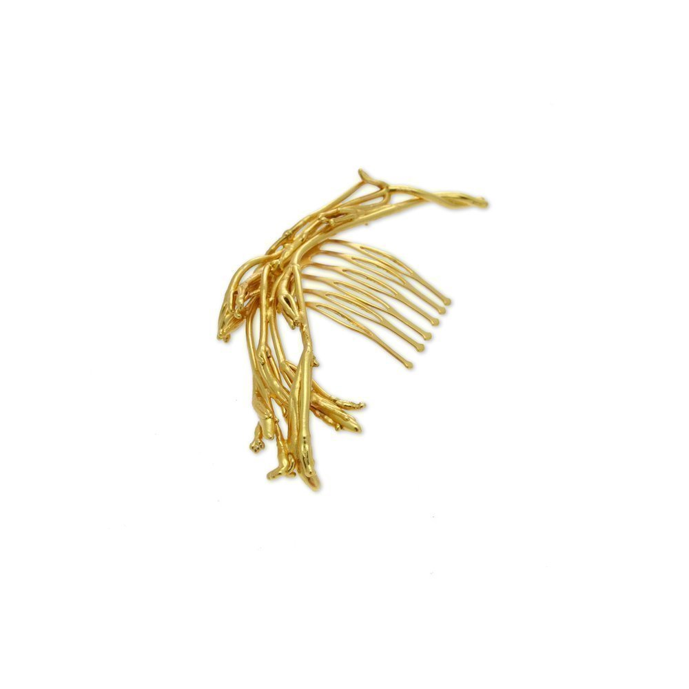Kybele Jasmine Hair Accessory  haircomb, 24K Gold plated  