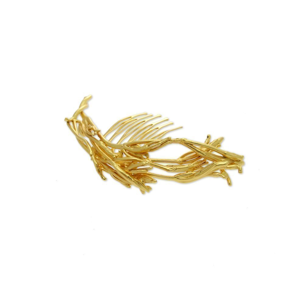 Kybele Jasmine Hair Accessory  haircomb, 24K Gold plated  