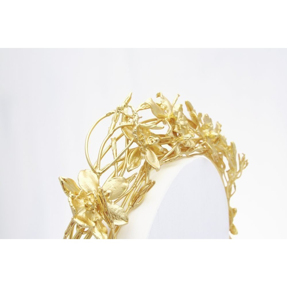 Volina Orchid Hair Accessory statement, headband,  24K Gold plated  