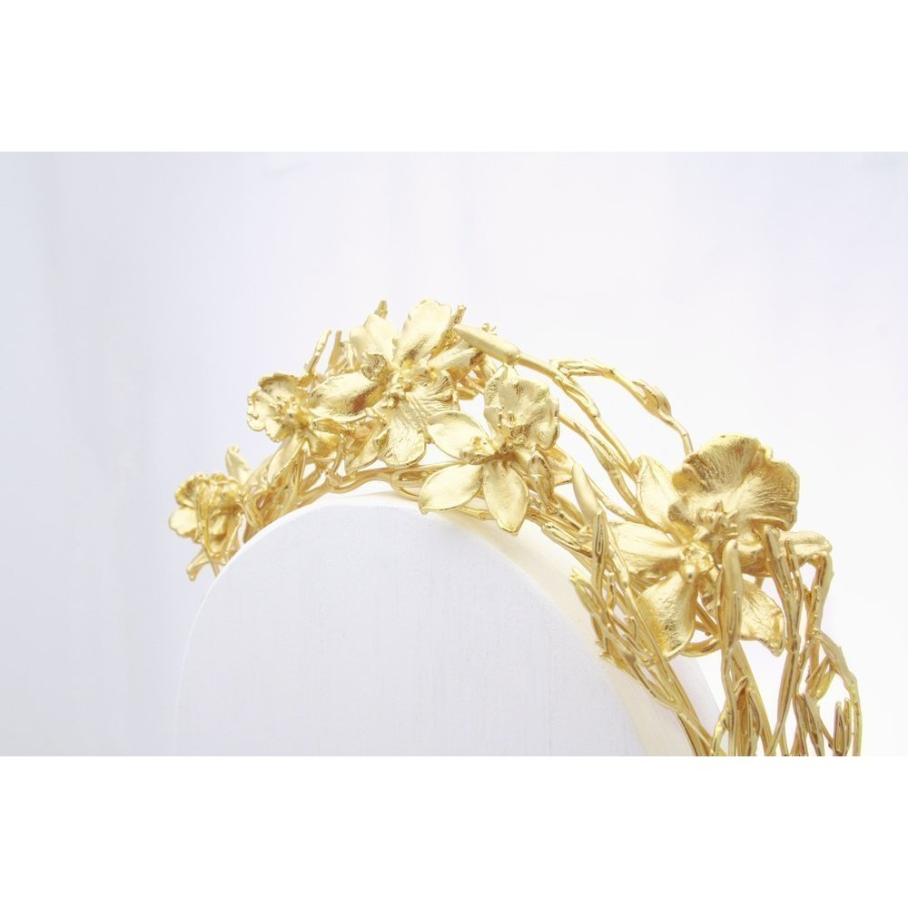Volina Orchid Hair Accessory statement, headband,  24K Gold plated  