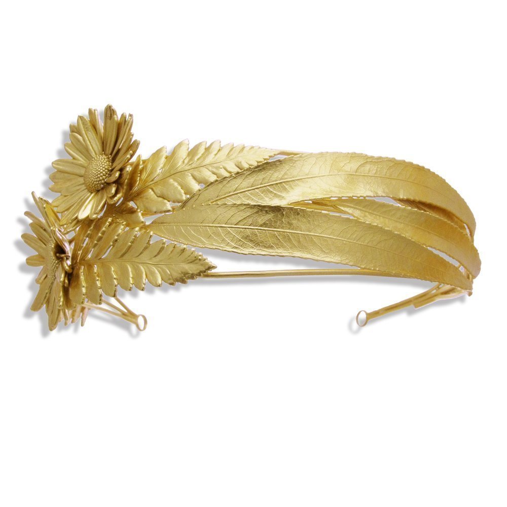 Dianthe Chrysanthemum Hair Accessory  headband, 24K Gold plated  