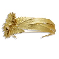 Dianthe Chrysanthemum Hair Accessory  headband, 24K Gold plated  