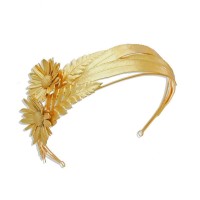 Dianthe Chrysanthemum Hair Accessory  headband, 24K Gold plated  