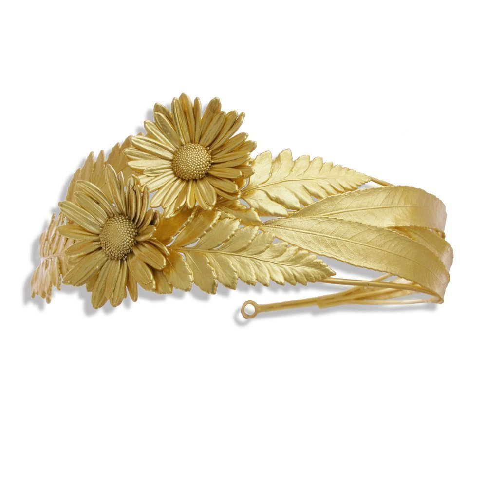 Dianthe Chrysanthemum Hair Accessory  headband, 24K Gold plated  