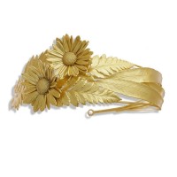 Dianthe Chrysanthemum Hair Accessory  headband, 24K Gold plated  