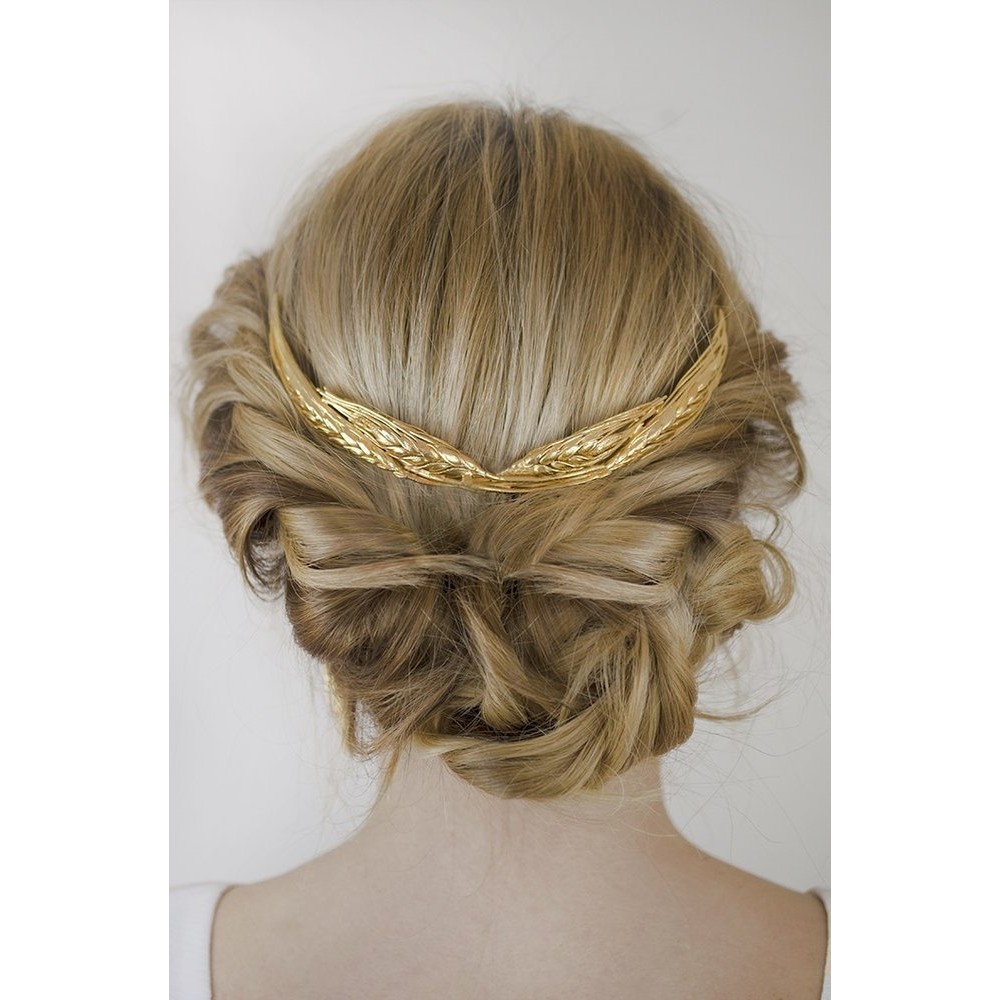 Demetra Wheat Hair Accessory statement, with four fruits, haircomb, 24K Gold plated  
