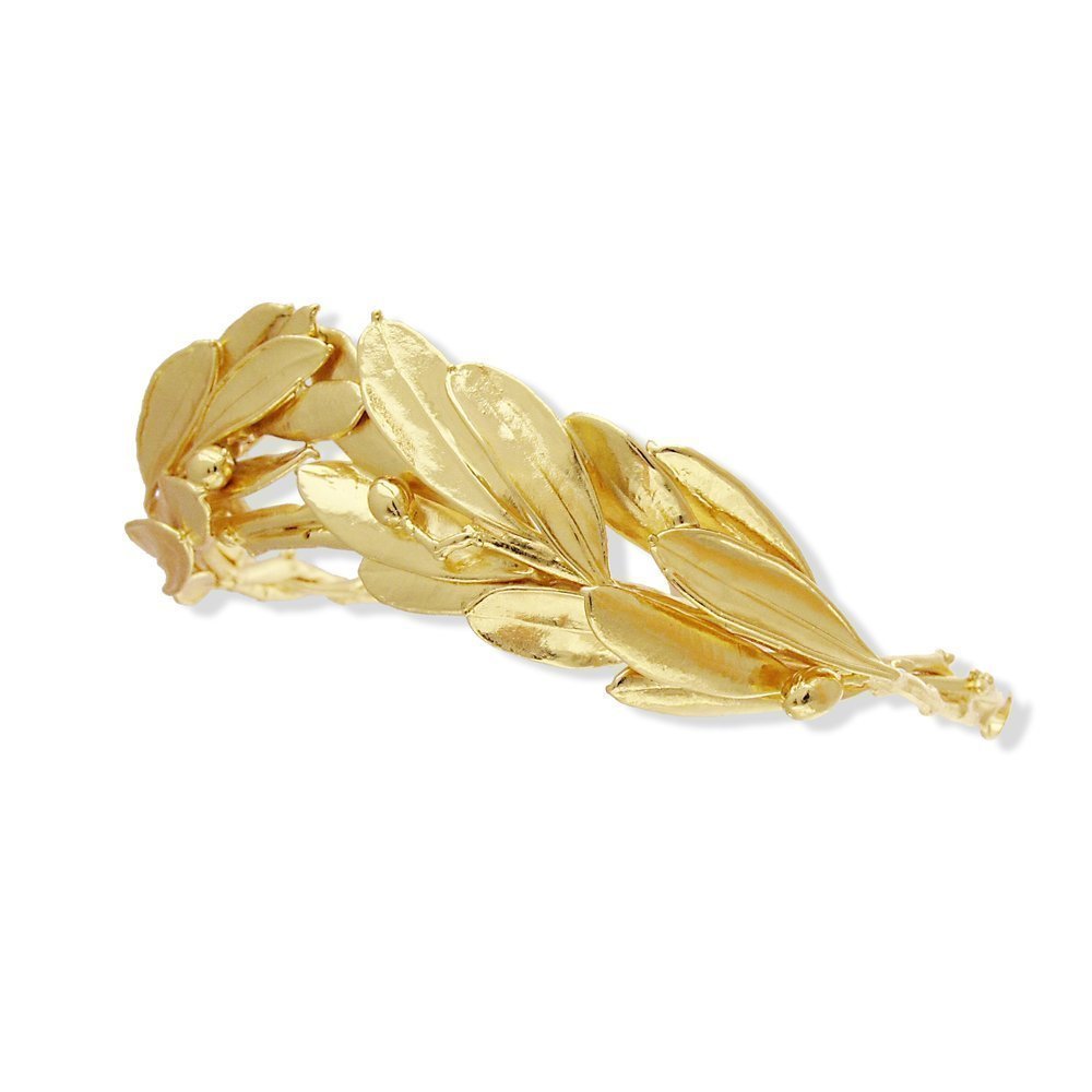 Athena Olive Hair Accessory statement, with two branches,  24K Gold plated  