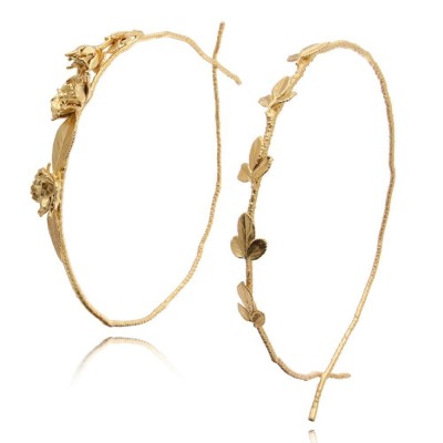 Antheia Rose Wedding Crowns Stefana  with X design on the back, 24K Gold plated  