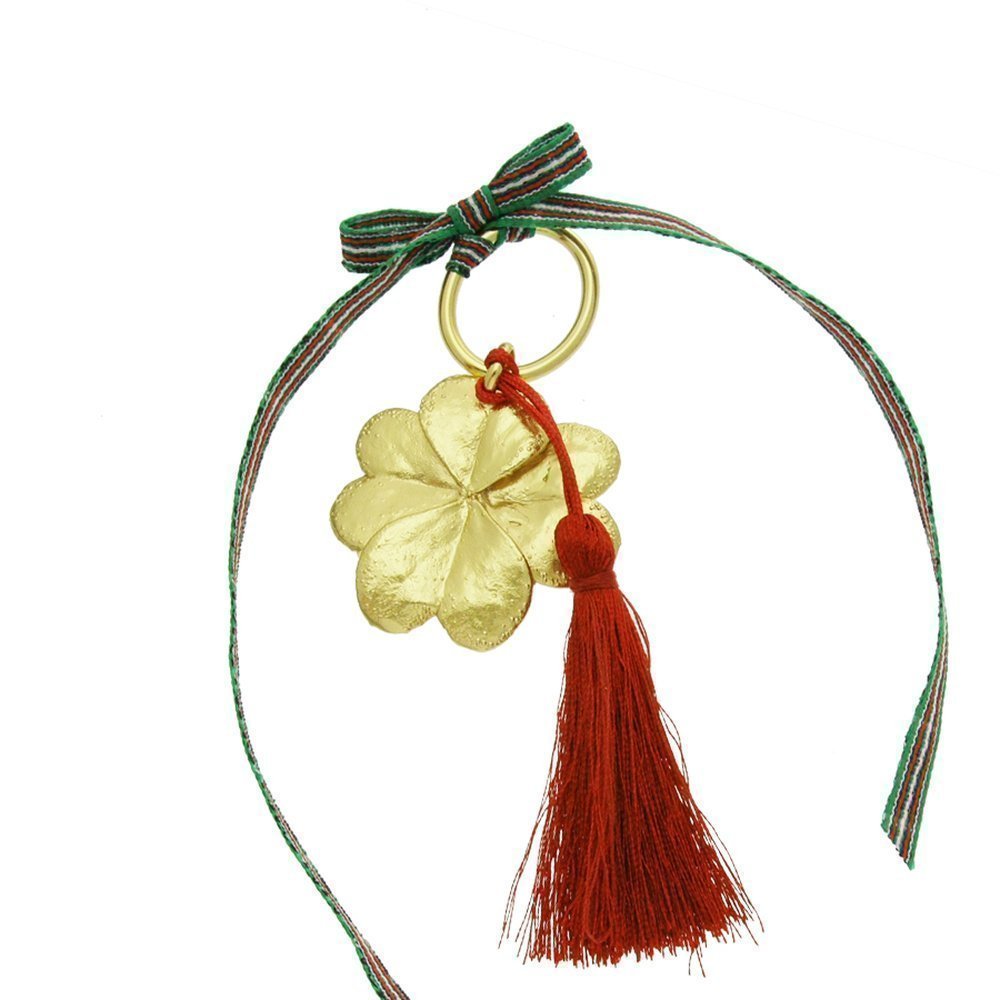 Four Leaf Clover Trefoil Key Chain   24K Gold vermeil on sterling silver  