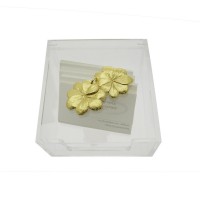 Four Leaf Clover Trefoil Writing Case  on plexiglass, 24K Gold vermeil on sterling silver  